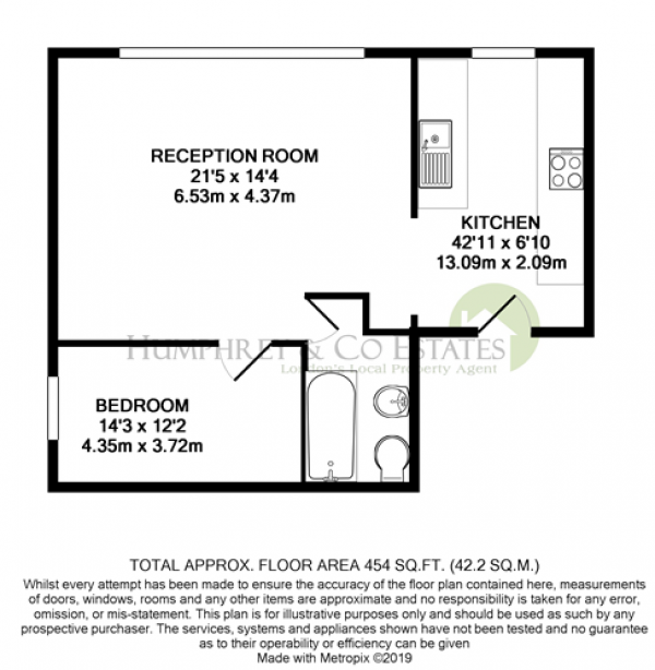 Floor Plan for 1 Bedroom Flat to Rent in Church Hill, LONDON, E17 3AG, E17, 3AG - £363  pw | £1573 pcm
