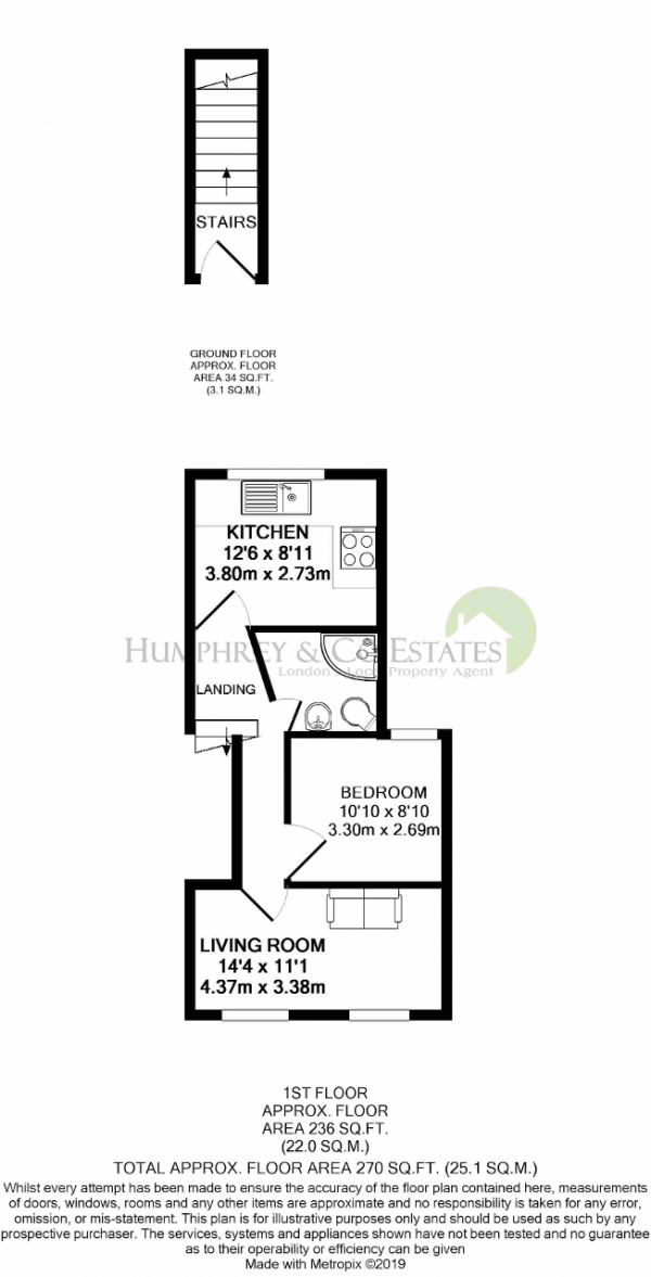 Floor Plan Image for 1 Bedroom Flat to Rent in Leonard Road, LONDON, E7 0DB