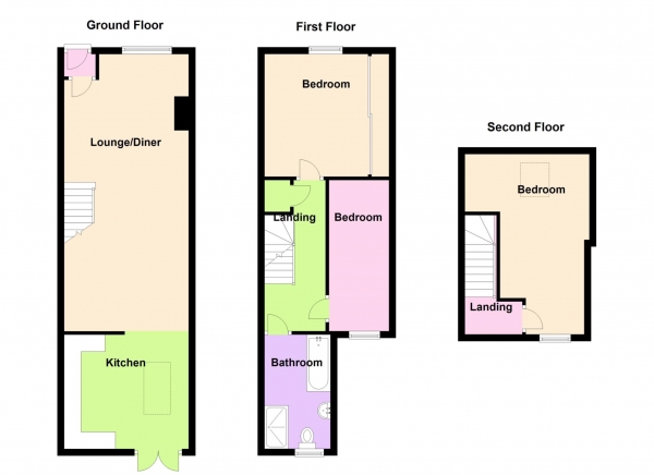 Floor Plan Image for 3 Bedroom End of Terrace House for Sale in Queens Road, Gosport