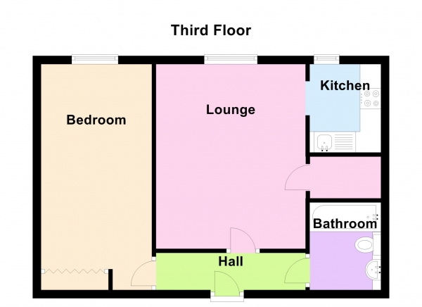 Floor Plan for 1 Bedroom Retirement Property for Sale in Homefort House, Stoke Road, Gosport, PO12, 1QQ -  &pound95,000