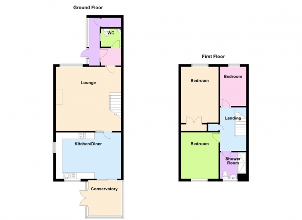 Floor Plan for 3 Bedroom Semi-Detached House for Sale in Carlton Way, Gosport, PO12, 1LN -  &pound315,000