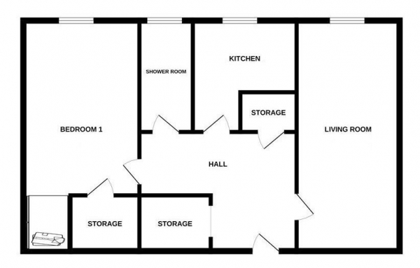 Floor Plan Image for 1 Bedroom Flat for Sale in Blake Court, South Street, Gosport