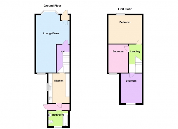 Floor Plan for 3 Bedroom Terraced House for Sale in Elmhurst Road, Gosport, PO12, 1PQ -  &pound250,000