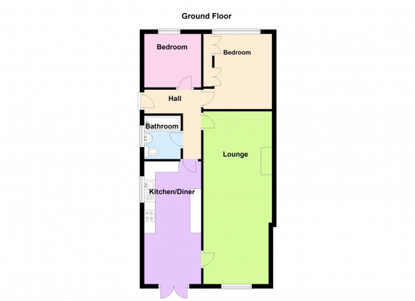 Floor Plan for 2 Bedroom Semi-Detached Bungalow for Sale in Goodwood Road, Elson, Elson, PO12, 4HW -  &pound289,000