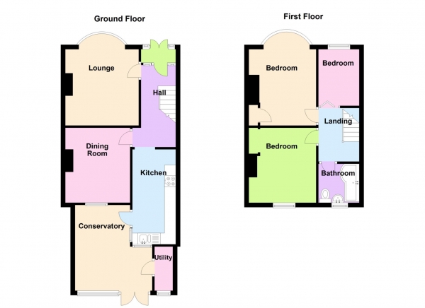 Floor Plan Image for 3 Bedroom Terraced House for Sale in Rothesay Road, Elson