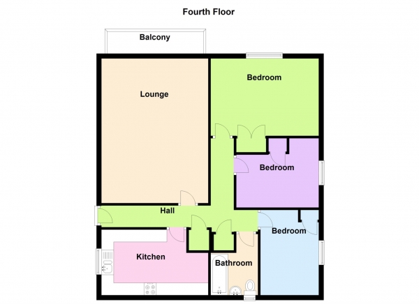 Floor Plan Image for 3 Bedroom Flat for Sale in Milford Court, Gosport