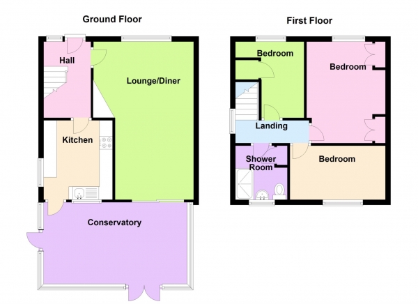 Floor Plan for 3 Bedroom Semi-Detached House for Sale in Privett Place, Alverstoke, Alverstoke, PO12, 3SQ -  &pound325,000