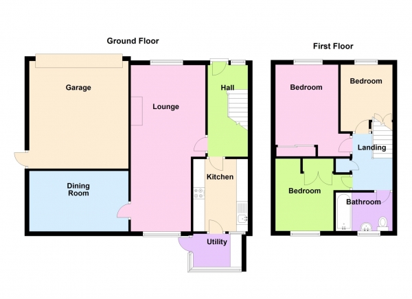 Floor Plan for 3 Bedroom Semi-Detached House for Sale in Kent Road, Bridgemary, Bridgemary, PO13, 0SP -  &pound325,000