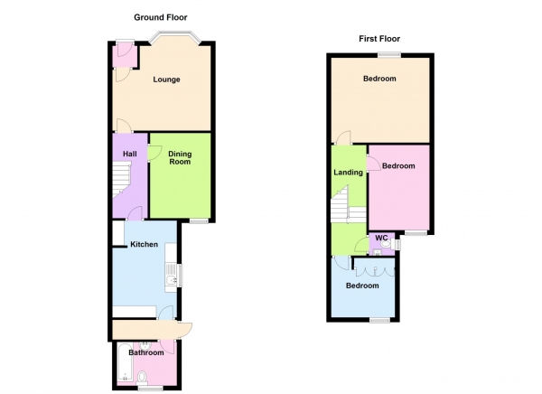 Floor Plan for 3 Bedroom Terraced House for Sale in Percy Road, Gosport, PO12, 1PH -  &pound235,000