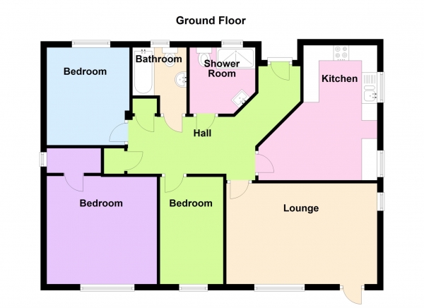 Floor Plan for 3 Bedroom Detached Bungalow for Sale in Aspen Grove, Holbrook, Holbrook, PO13, 0ZY -  &pound330,000