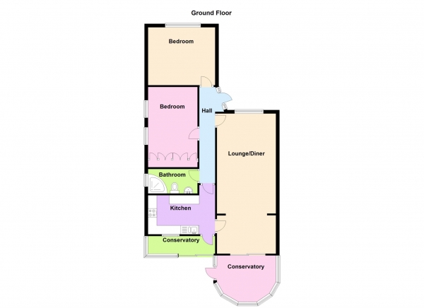 Floor Plan for 2 Bedroom Semi-Detached Bungalow for Sale in Halsey Close, Alverstoke, Alverstoke, PO12, 2PJ -  &pound399,995