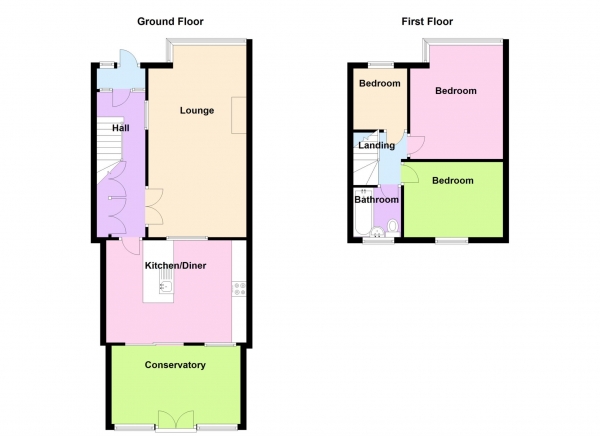 Floor Plan Image for 3 Bedroom Terraced House for Sale in Sedgeley Grove, Elson