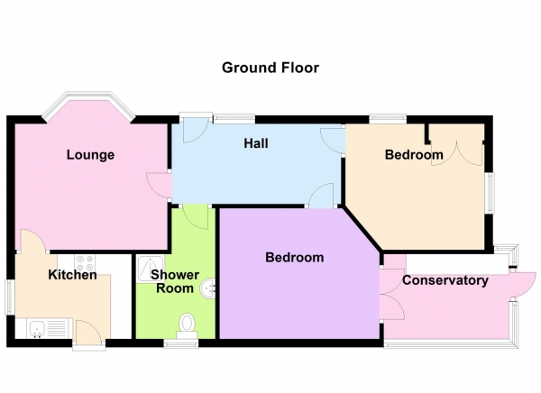 Floor Plan for 2 Bedroom Detached Bungalow for Sale in Camp Road, Bridgemary, Bridgemary, PO13, 0XU -  &pound315,000