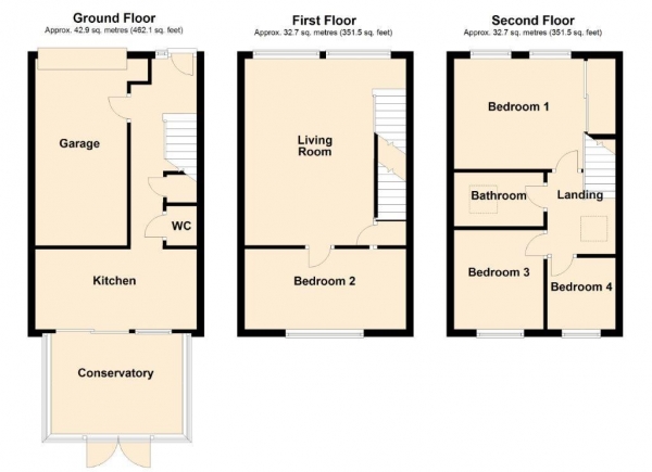 Floor Plan Image for 4 Bedroom Town House for Sale in Broadsands Drive, Gomer