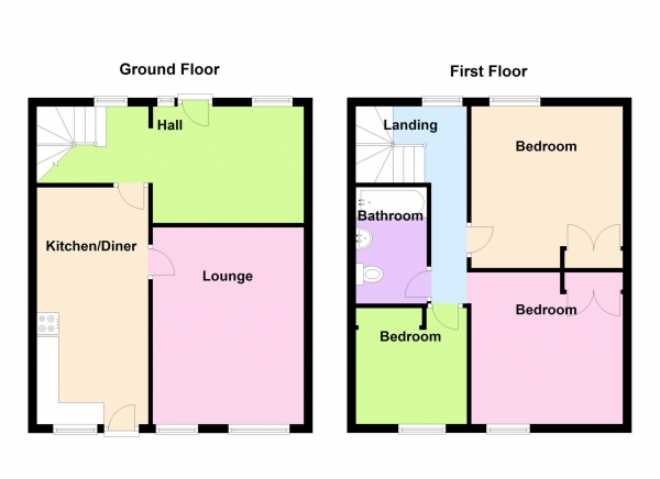 Floor Plan Image for 3 Bedroom Terraced House for Sale in Cornwell Close, Gosport