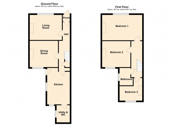 Floor Plan Image for 3 Bedroom Terraced House for Sale in Hayling Close, Priddy`s Hard