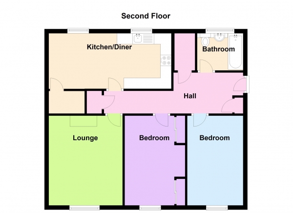 Floor Plan Image for 2 Bedroom Flat for Sale in Mandarin Way, Rowner