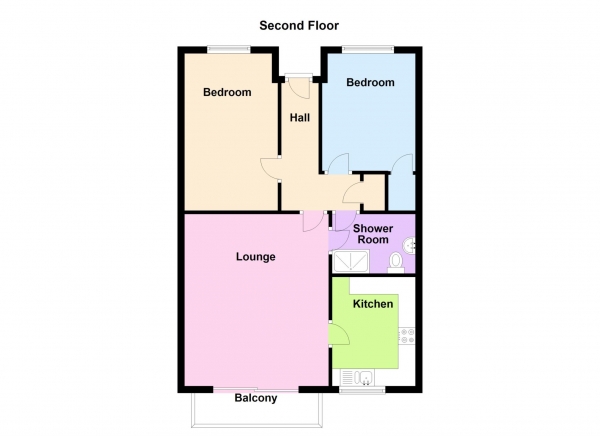 Floor Plan Image for 2 Bedroom Flat for Sale in Leventhorpe Court, Elmhurst Road, Gosport