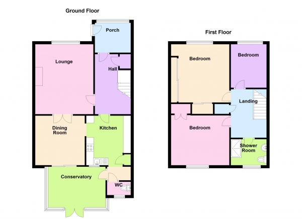 Floor Plan for 3 Bedroom Semi-Detached House for Sale in Burnside, Bridgemary, Bridgemary, PO13, 0YR -  &pound370,000