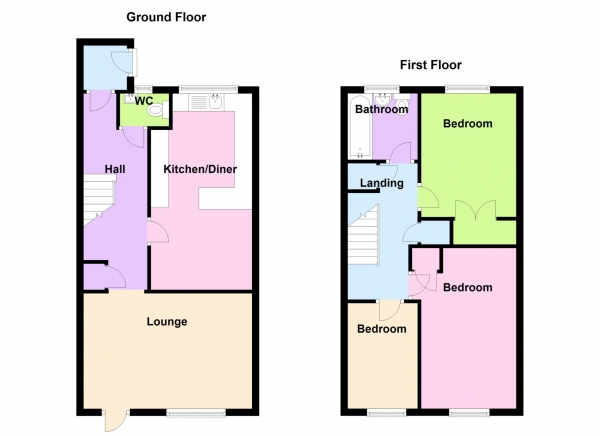 Floor Plan for 3 Bedroom End of Terrace House for Sale in The Nook, Holbrook, Holbrook, PO13, 0ZT -  &pound249,995