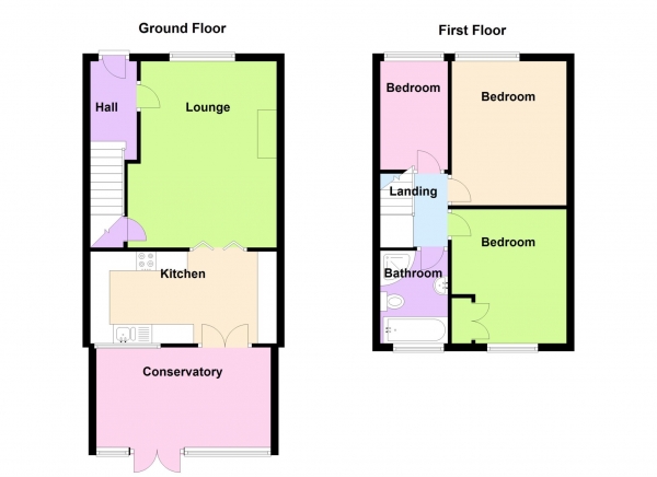 Floor Plan Image for 3 Bedroom Terraced House for Sale in Tower Close, Gomer