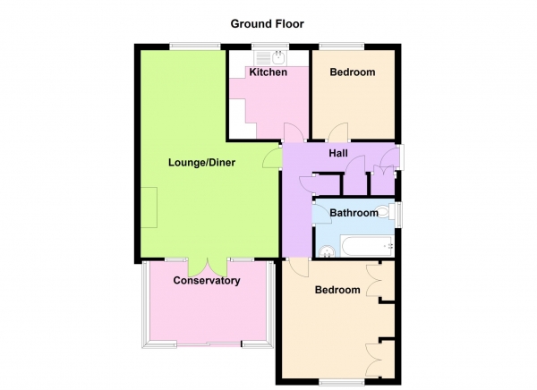 Floor Plan for 2 Bedroom Detached Bungalow for Sale in Petrel Walk, Peel Common, Peel Common, PO13, 0RN -  &pound295,000