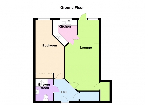 Floor Plan for 1 Bedroom Retirement Property for Sale in Canberra Court, Canberra Close, Alverstoke, Alverstoke, PO12, 2NY -  &pound120,000