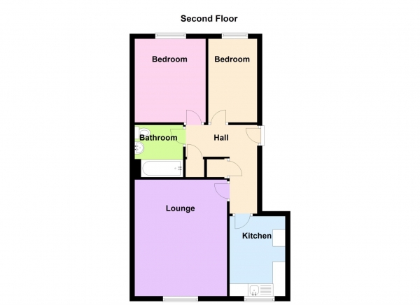 Floor Plan for 2 Bedroom Flat for Sale in Dandelion Close, Gosport, Carisbrooke Green, PO13, 0PN -  &pound152,000