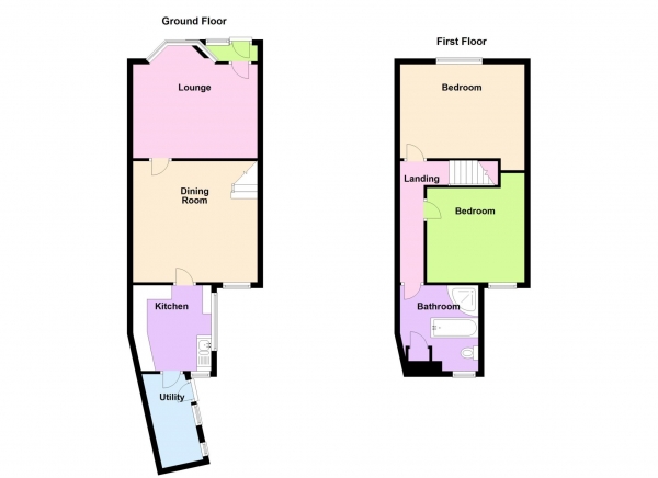 Floor Plan Image for 2 Bedroom End of Terrace House for Sale in St Thomas`s Road, Hardway