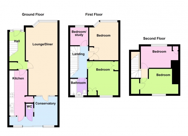 Floor Plan Image for 5 Bedroom Terraced House for Sale in Worthing Avenue, Elson