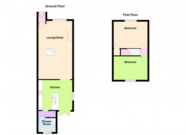 Floor Plan Image for 2 Bedroom Terraced House for Sale in Harcourt Road, Gosport