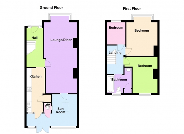 Floor Plan Image for 3 Bedroom Terraced House for Sale in Selsey Avenue, Elson