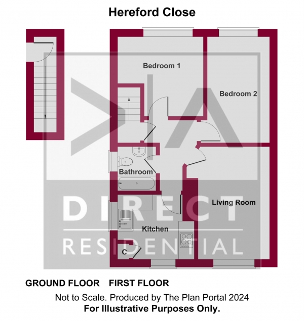 Floor Plan Image for 2 Bedroom Apartment to Rent in Hereford Close, Epsom, KT18 5DZ