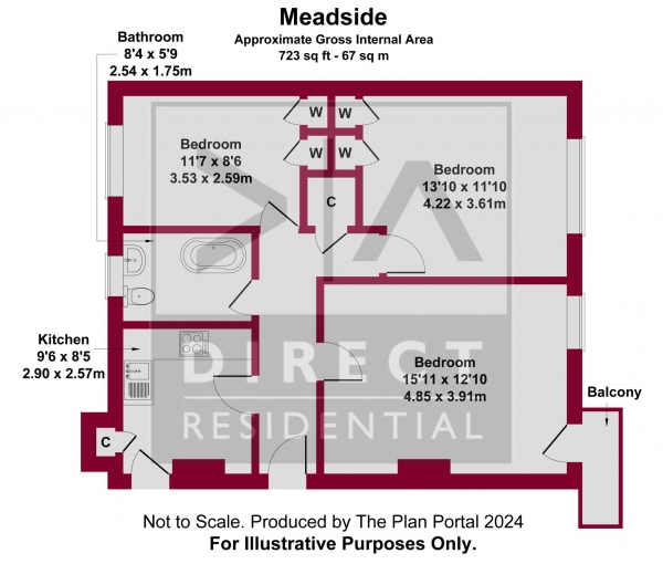 Floor Plan Image for 2 Bedroom Apartment to Rent in South Street, Epsom, KT18 7QF