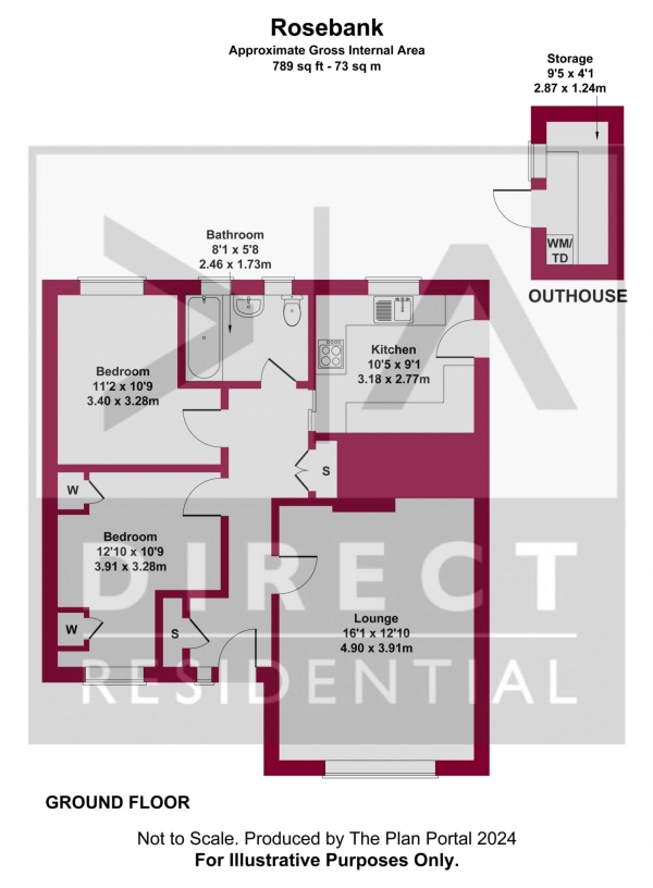 Floor Plan Image for 2 Bedroom Maisonette to Rent in Rosebank, Epsom, KT18 7RS