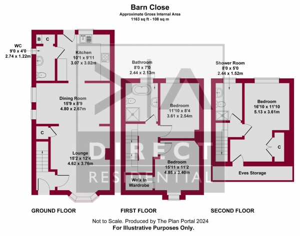 Floor Plan Image for 3 Bedroom Semi-Detached House to Rent in Barn Close, Epsom, KT18 7HQ