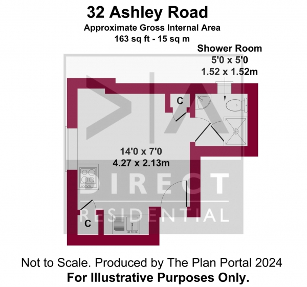 Floor Plan Image for Studio to Rent in Ashley Road, Epsom, KT18 5BB