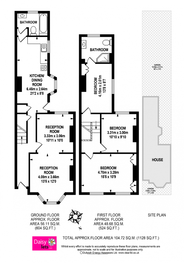 Floor Plan Image for 3 Bedroom Terraced House to Rent in Colwell Road, East Dulwich, London, SE22 8QP