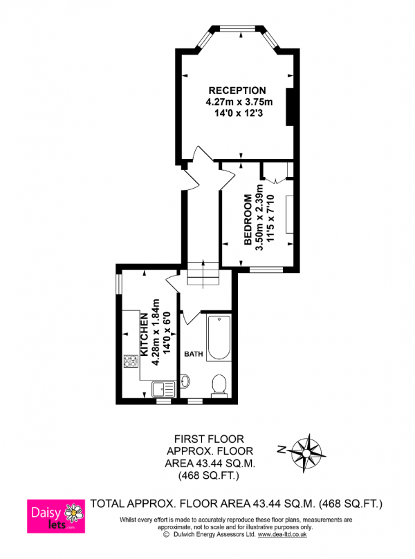Floor Plan Image for 1 Bedroom Flat to Rent in Barry Road, East Dulwich, London, SE22 0HW