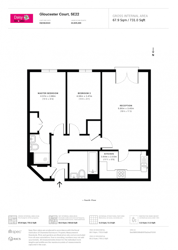 Floor Plan Image for 2 Bedroom Apartment to Rent in Lordship Lane, East Dulwich, London, SE22 8GB