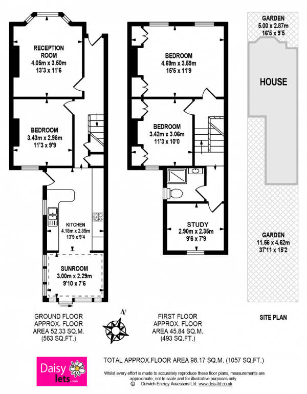 Floor Plan Image for 3 Bedroom Terraced House to Rent in St Francis Road, East Dulwich, London, SE22 8DE