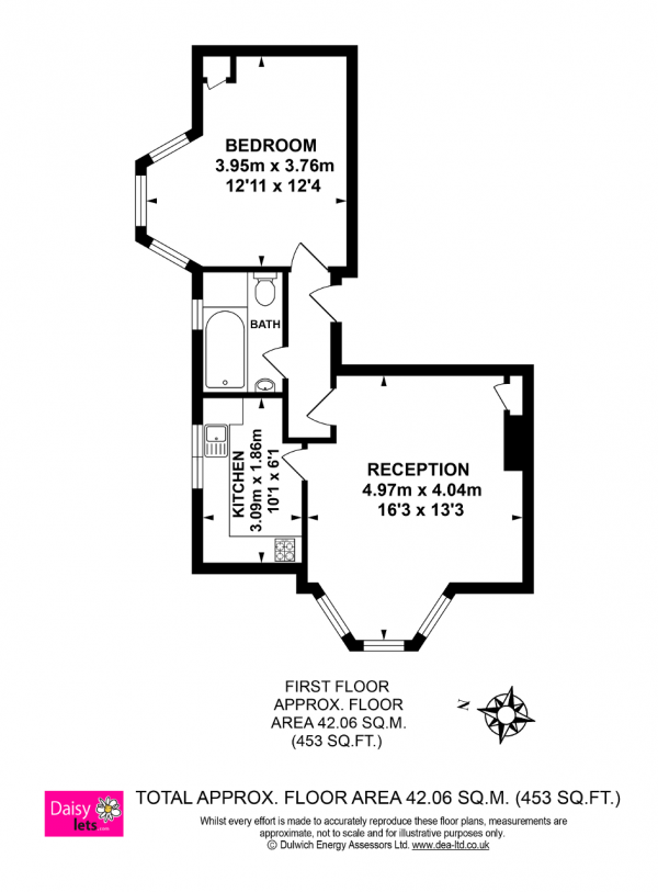 Floor Plan Image for 1 Bedroom Flat to Rent in Oakhurst Grove, East Dulwich, London, SE22 9AH