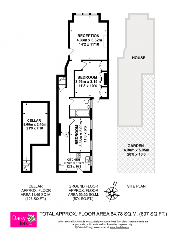 Floor Plan Image for 2 Bedroom Flat to Rent in Glengarry Road, East Dulwich, London, SE22 8QA