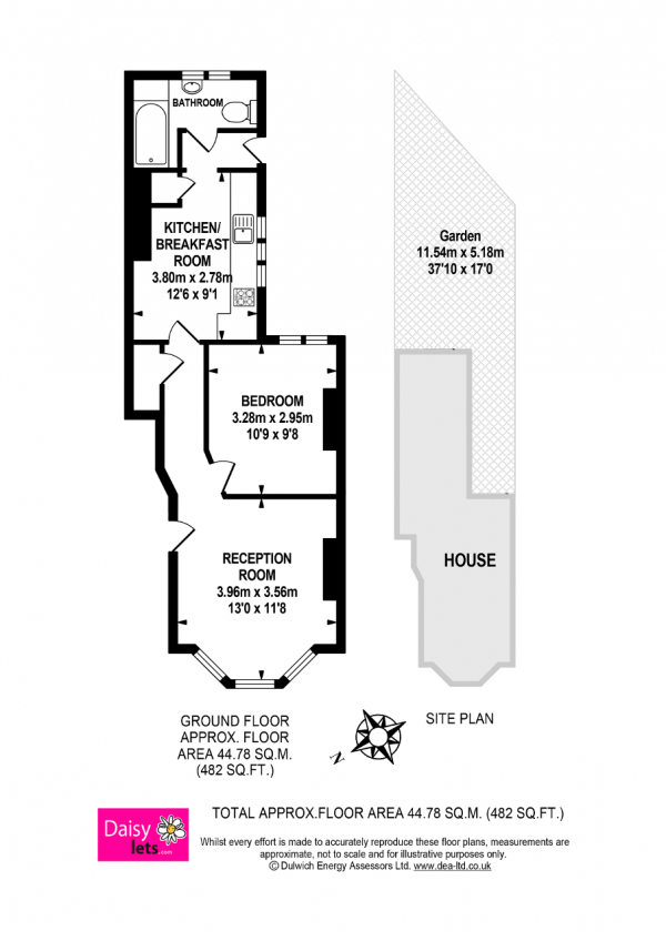 Floor Plan Image for 1 Bedroom Ground Flat to Rent in Copleston Road, East Dulwich, London, SE15 4AQ