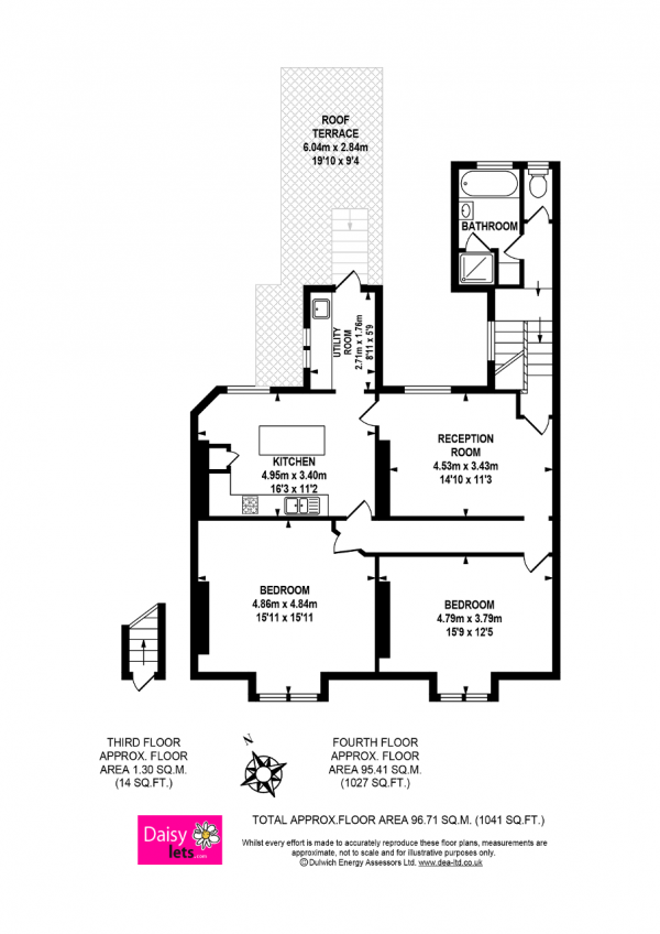 Floor Plan Image for 2 Bedroom Flat to Rent in Brixton Road, London, SW9 7DG