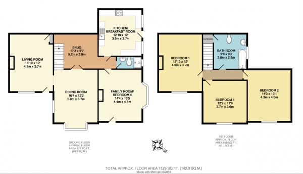 Floor Plan Image for 4 Bedroom Semi-Detached House for Sale in Mill Lane, Wateringbury, Maidstone, Kent, ME18 5PE