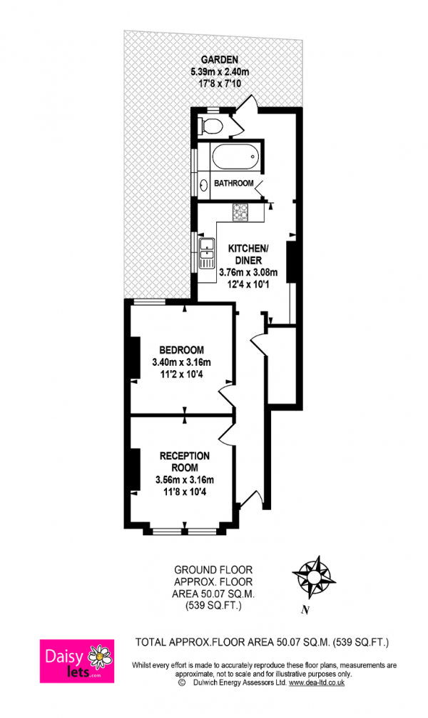 Floor Plan Image for 1 Bedroom Ground Maisonette to Rent in Aylesbury Road, London, SE17 2EH