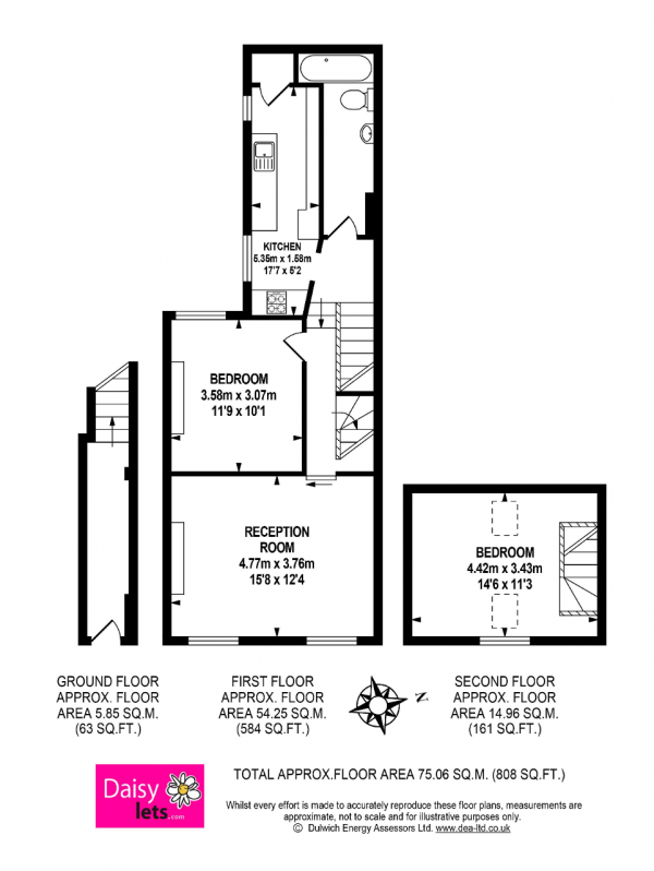 Floor Plan Image for 2 Bedroom Maisonette to Rent in Wastdale Road, London, SE23 1HN