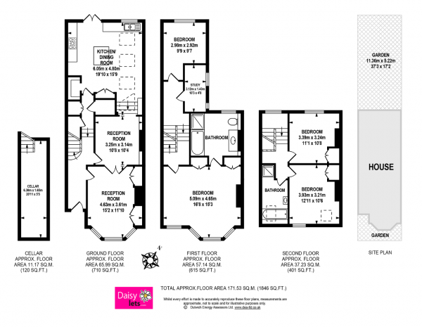 Floor Plan Image for 4 Bedroom Terraced House to Rent in Shenley Road, London, SE5 8NN
