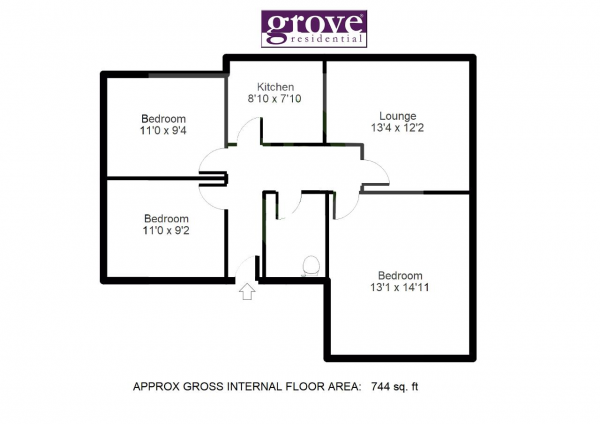 Floor Plan Image for 3 Bedroom Apartment for Sale in Green Lane, Edgware, HA8 7PP